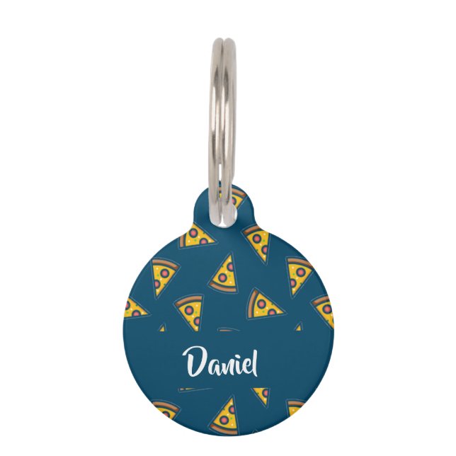 Médaillon Pour Animaux Motif de pizza bleu (Devant)