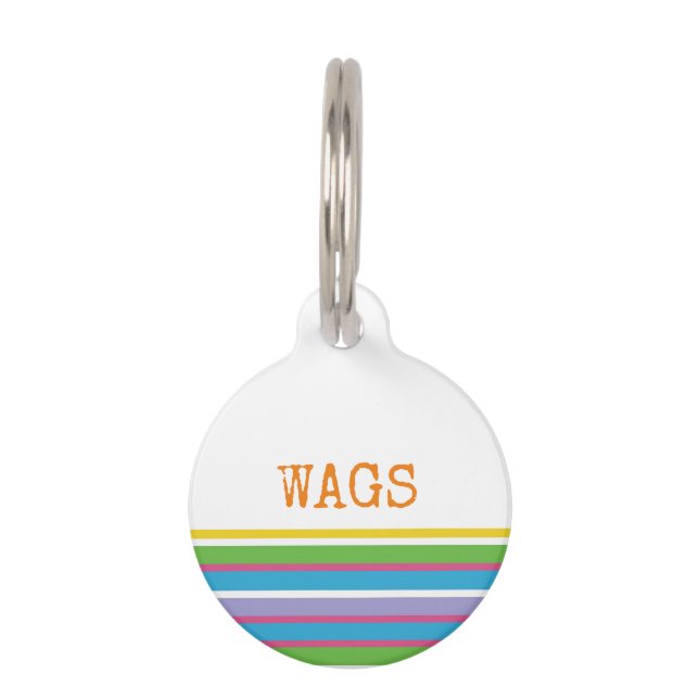 Médaillon Pour Animaux Motif de rayures modernes Hip Lumineuse Nom de l'a (Devant)