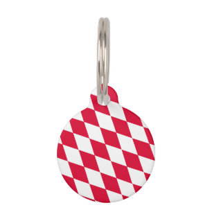 Médaillon Pour Animaux Motif du drapeau diamant de Bavière rouge et blanc
