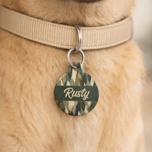 Médaillon Pour Animaux Motif élégant de pin Forêt rustique