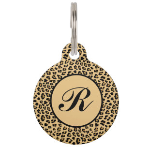 Médaillon Pour Animaux Motif Empreinte de léopard Monogramme
