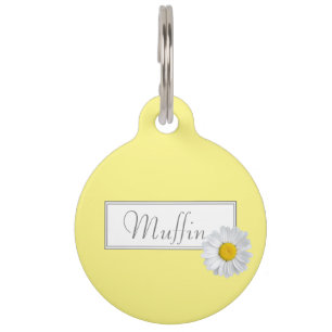 Médaillon Pour Animaux Motif floral à marguerite jaune vibrant 