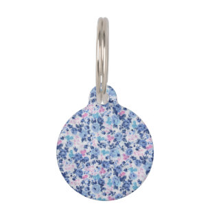 Médaillon Pour Animaux Motif floral de roses mignons roses bleus vintages