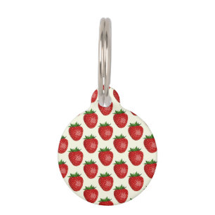 Médaillon Pour Animaux Motif fraises, fraises rouges, fruits, feuilles