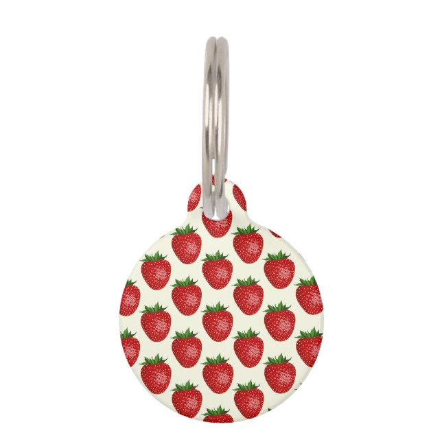 Médaillon Pour Animaux Motif fraises, fraises rouges, fruits, feuilles (Devant)