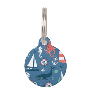 Médaillon Pour Animaux Motif graphique nautique d'amusement