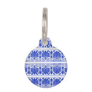 Médaillon Pour Animaux Motif grec méditerranéen bleu
