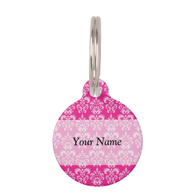 Médaillon Pour Animaux Motif humide rose chaud (Devant)