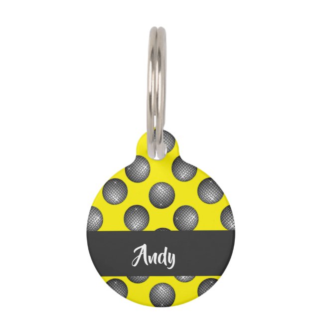 Médaillon Pour Animaux motif jaune disco (Devant)