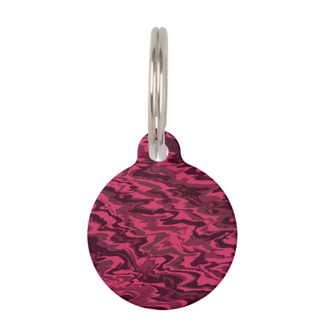 Médaillon Pour Animaux Motif Liquide Ondulé Rose Foncé (Devant)