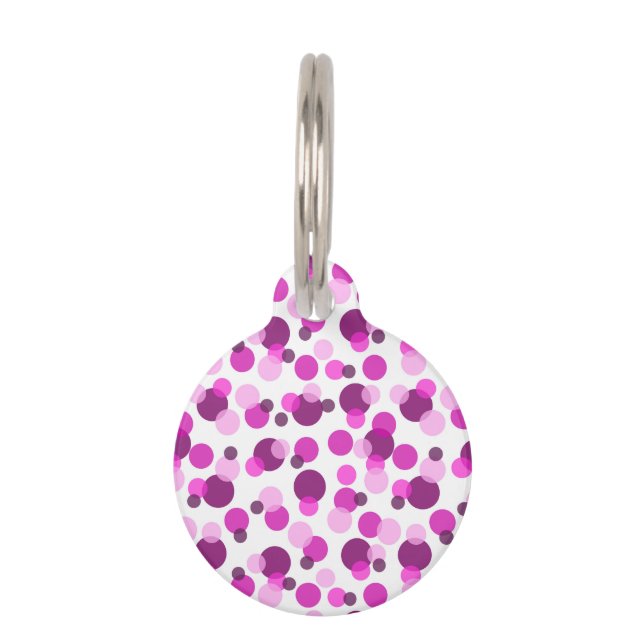 Médaillon Pour Animaux Motif moderne tendance Pink et Purple Polka Dot (Devant)
