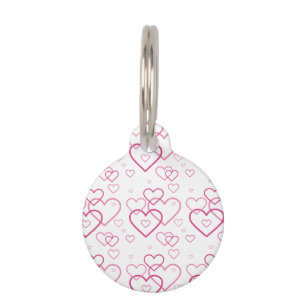 Médaillon Pour Animaux Motif rose en forme de coeur avec les informations