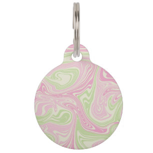 Médaillon Pour Animaux Motif rose vert à bille liquide