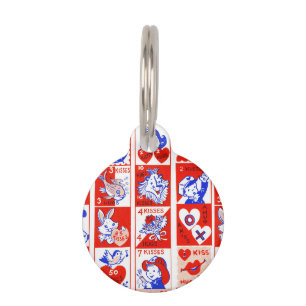 Médaillon Pour Animaux Motif timbre de la Saint-Valentin vintage des anné