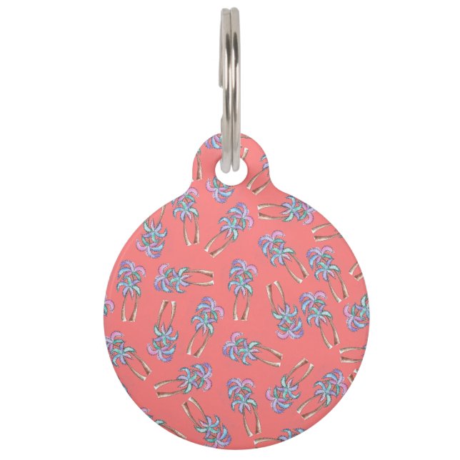 Médaillon Pour Animaux Motif tropical de palmiers d'été Girly sur le (Dos)