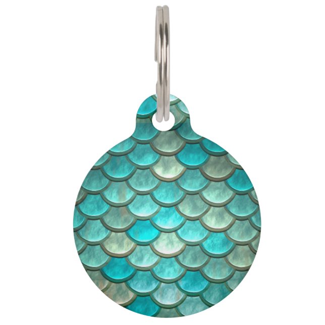 Médaillon Pour Animaux Motif vert de menthe d'échelles de poissons de (Devant)