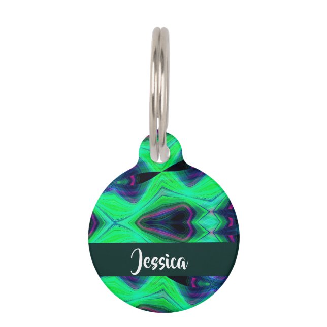 Médaillon Pour Animaux motif vert infinity Abstrait (Devant)