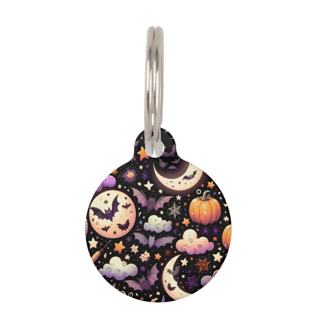 Médaillon Pour Animaux Motif Whimsical Halloween Night Sky (Devant)
