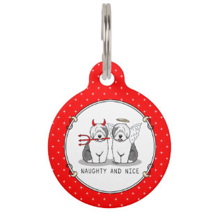 Médaillon Pour Animaux Naughty & Nice Old English Sheepdogs (Grey 1)