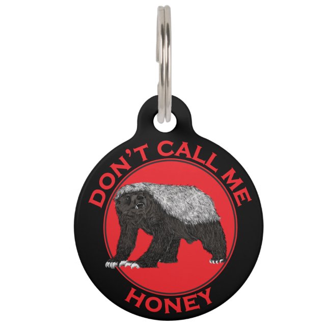 Médaillon Pour Animaux Ne m'appelez pas Honey Badass Honey Badger Red Art (Devant)