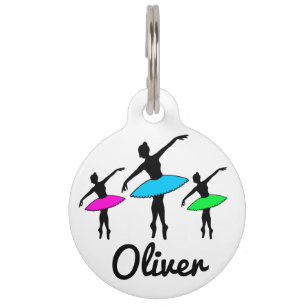 Médaillon Pour Animaux Neon Ballerinas Professeur de danse de ballet Poin