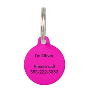 Médaillon Pour Animaux Neon rose Personnaliser couleur solide