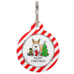 Médaillon Pour Animaux Noël 2 Pembroke Welsh Corgi (rouge 1) Tree Cute