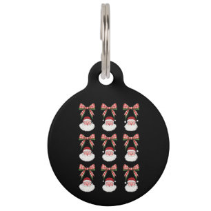 Médaillon Pour Animaux Noël Coquette Bow Santa Vintage Xmas Rétro
