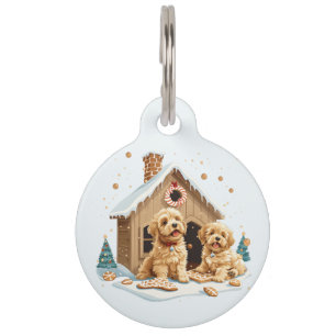 Médaillon Pour Animaux Noël Golden Retriever Dogs Gingerbread House