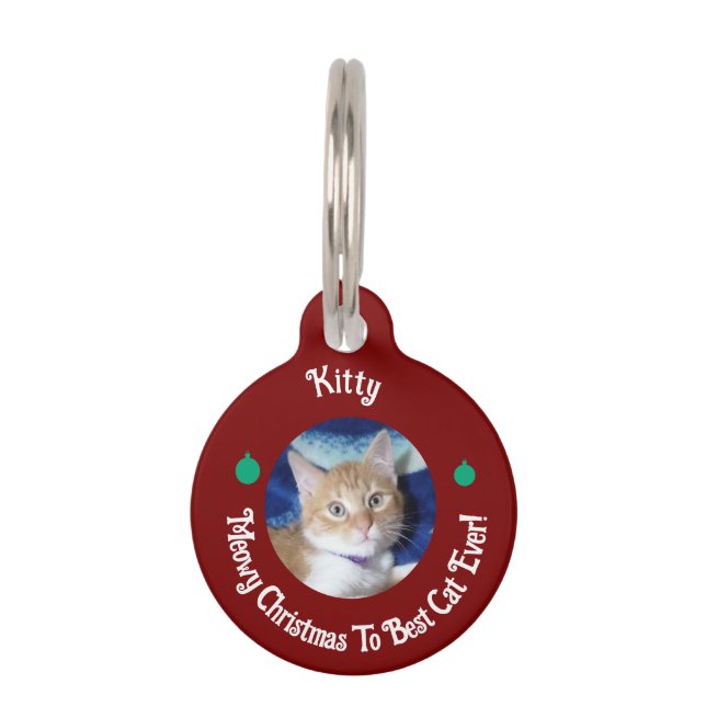 Médaillon Pour Animaux Noël, Meilleur Chat Ever , Photo de chat ,  (Devant)