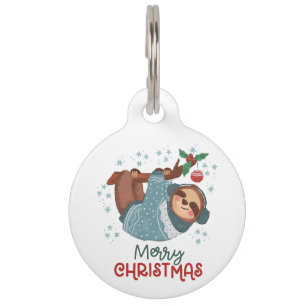 Médaillon Pour Animaux Noël Paresseux Personnalisé 