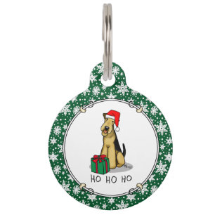Médaillon Pour Animaux Noël Père Noël Airedale Terrier HO HO Cher