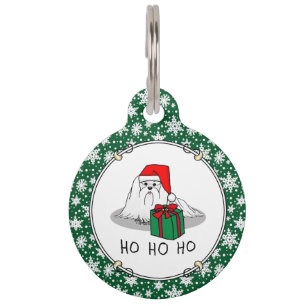 Médaillon Pour Animaux Noël Santa Hat Maltese Chien mignonne Drôle