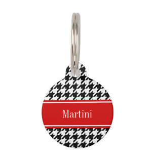Médaillon Pour Animaux Noir Blanc Cane Noir Rouge Monogramme Nom