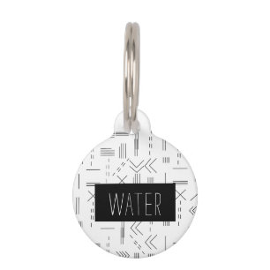 Médaillon Pour Animaux Noir Blanc Moderne Monogramme Personnalisé Drôle