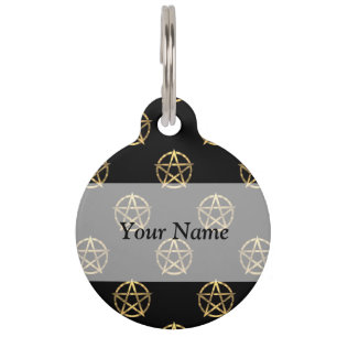 Médaillon Pour Animaux Noir et pentagone étoilé d'or