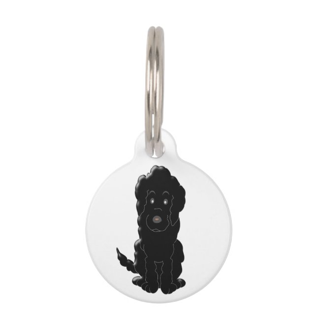 Médaillon Pour Animaux Noir Goldendoodle Chien Design Personnalisé (Devant)