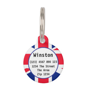 Médaillon Pour Animaux Nom BRITANNIQUE d'identification de drapeau