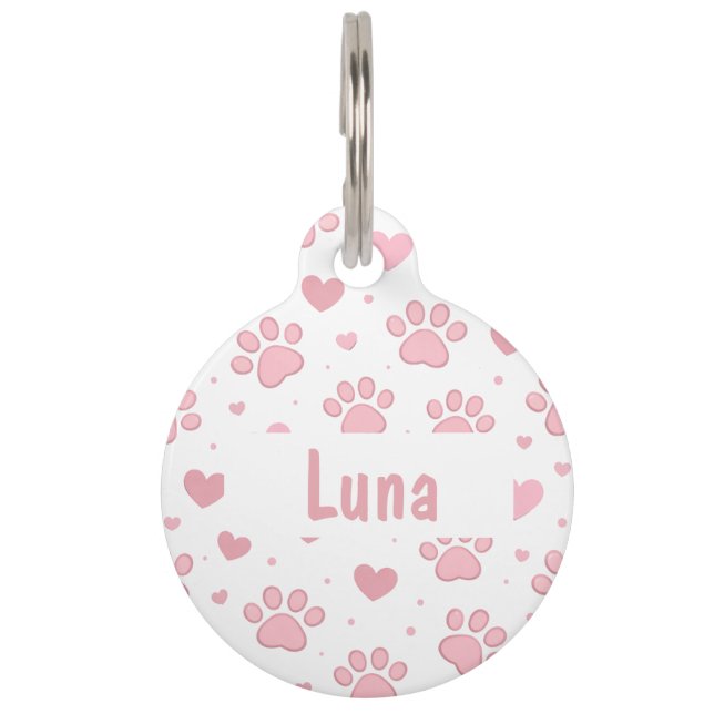 Médaillon Pour Animaux Nom de compagnie personnalisable Empreinte de patt (Devant)