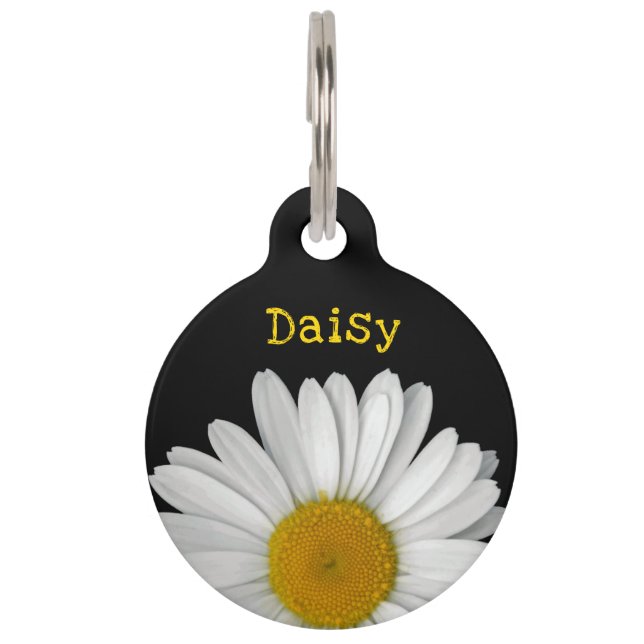 Médaillon Pour Animaux Nom de fleur de marguerite mignonne Numéro de télé (Devant)