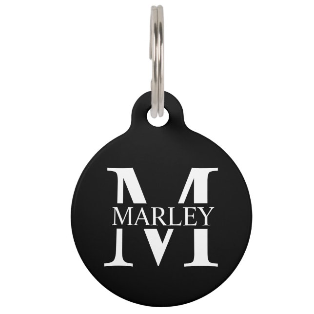 Médaillon Pour Animaux Nom de l'animal et monogramme avec coordonnées du  (Devant)
