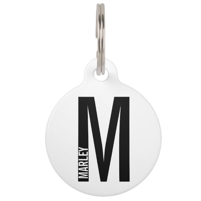 Médaillon Pour Animaux Nom de l'animal et monogramme avec coordonnées du  (Devant)