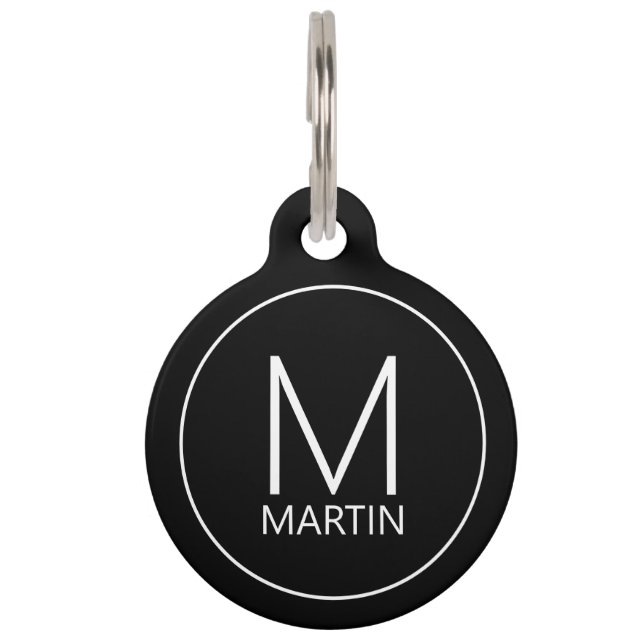 Médaillon Pour Animaux Nom de l'animal et monogramme avec coordonnées du  (Devant)