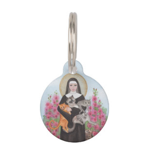 Médaillon Pour Animaux Nom de l'animal et St Gertrude Patron des chats