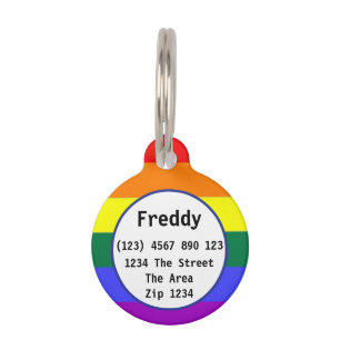 Médaillon Pour Animaux Nom de l'indicateur Arc-en-ciel gay pride