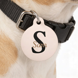 Médaillon Pour Animaux Nom de monogramme simple personnalisé pour animal