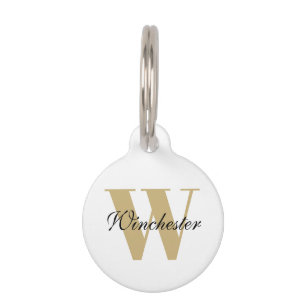 Médaillon Pour Animaux Nom de script initial monogramme personnalisé