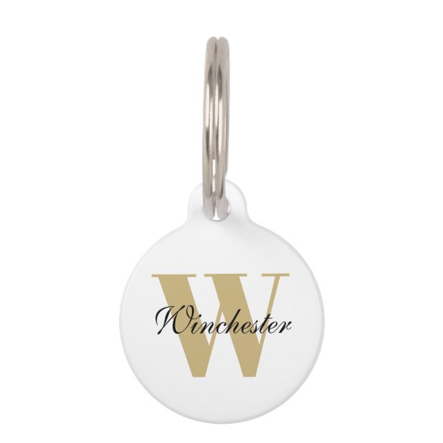 Médaillon Pour Animaux Nom de script initial monogramme personnalisé (Devant)