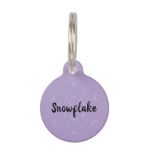Médaillon Pour Animaux nom d'hiver Lilas Snowflake