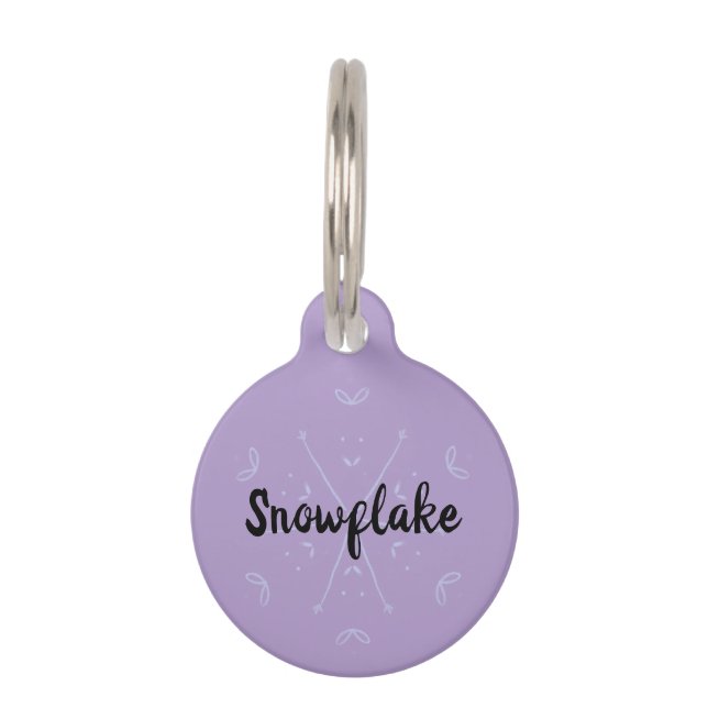 Médaillon Pour Animaux nom d'hiver Lilas Snowflake (Devant)